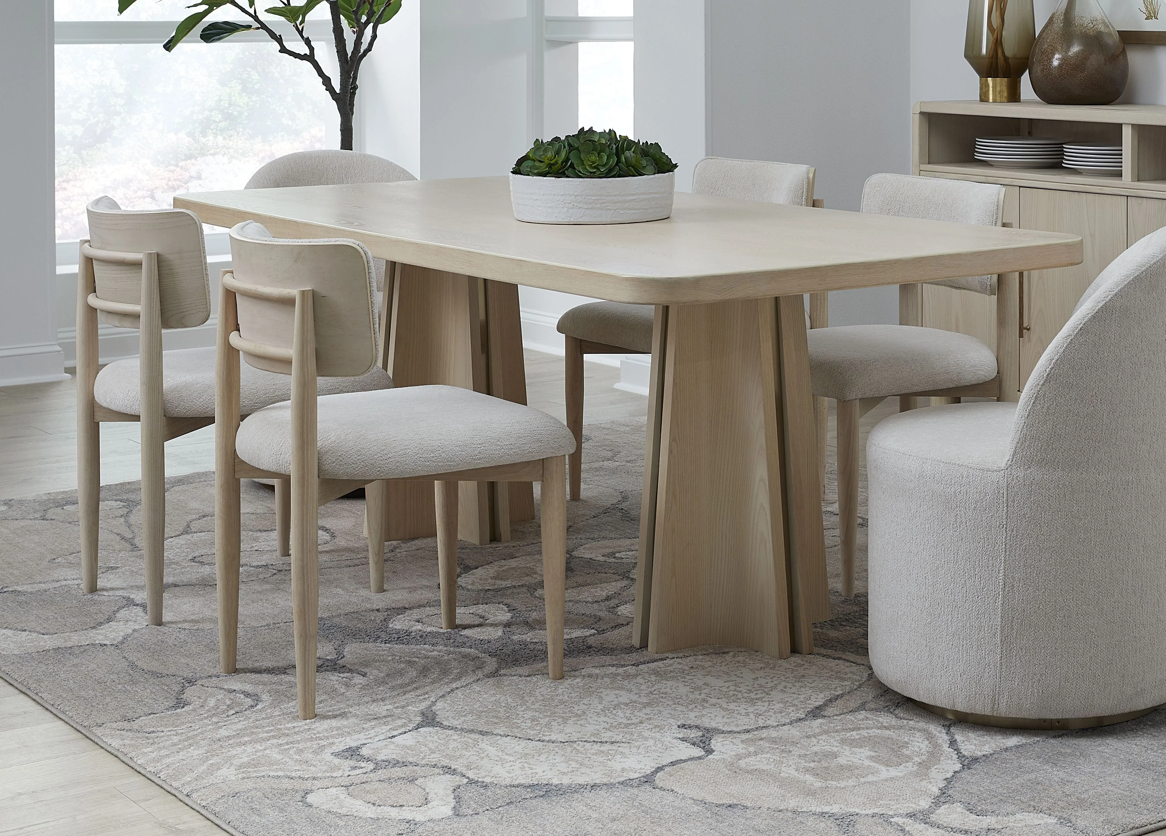 Zinnia Wood Back Dining Chair in White Sand and Dune Chenille (Set of 2) - Image 9