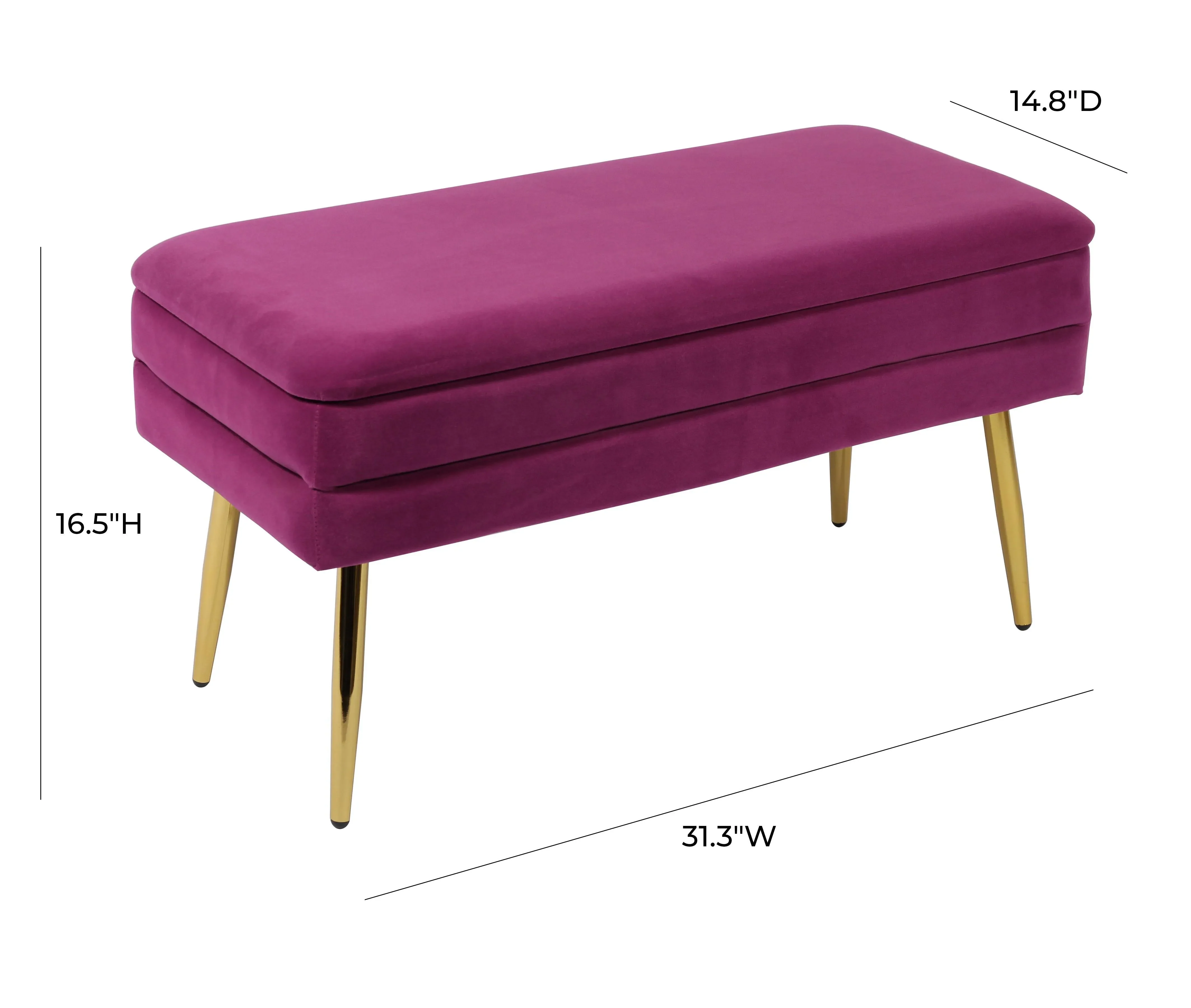 Ziva Velvet Storage Bench - Image 6