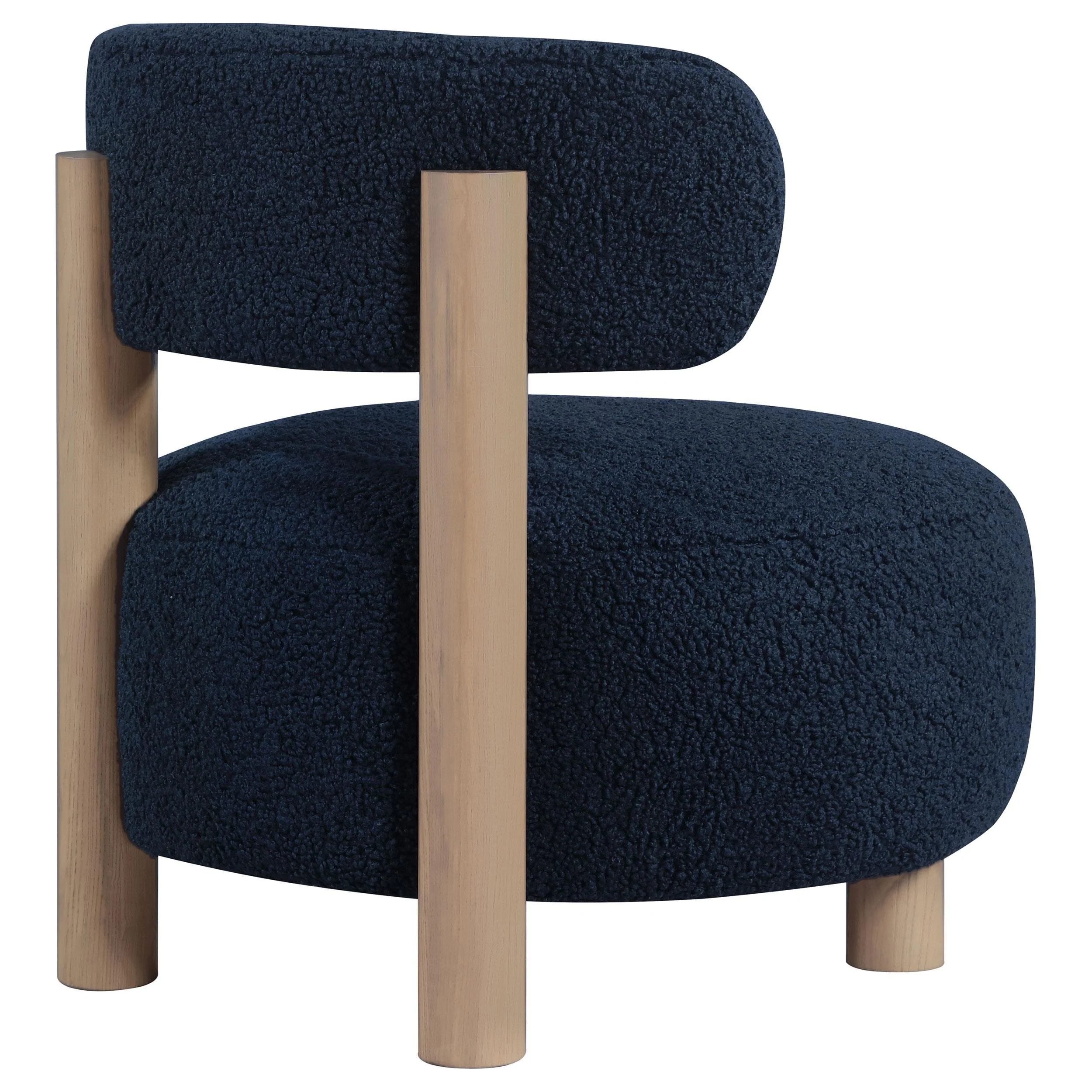 Zonie Blue Boucle Upholstered Barrel Back Accent Chair - Image 8