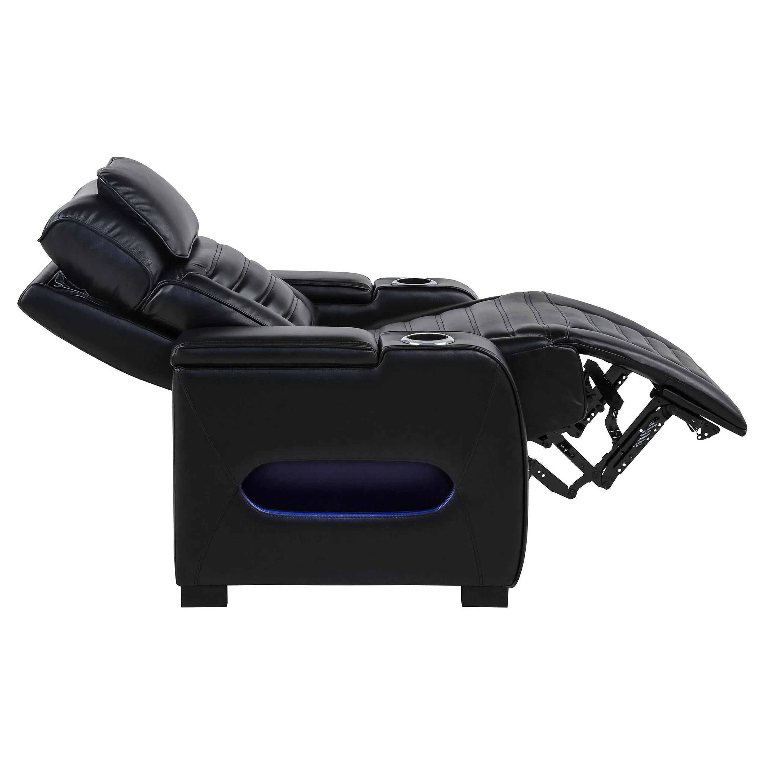 Zuma Black Faux Leather Upholstered Dual Power LED Recliner - Image 5