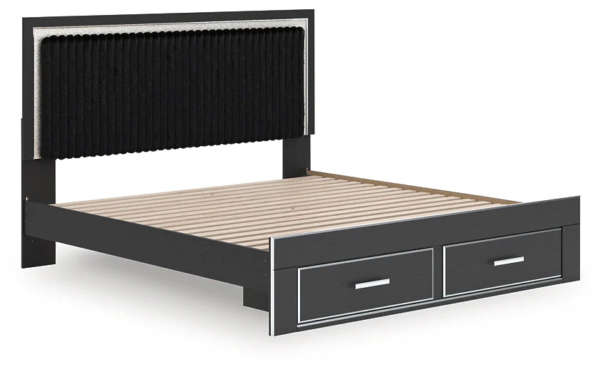 Zuraleus Black King Upholstered Panel Storage Bed - Image 3