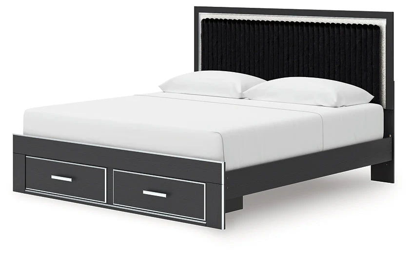 Zuraleus Black King Upholstered Panel Storage Bed - Image 4