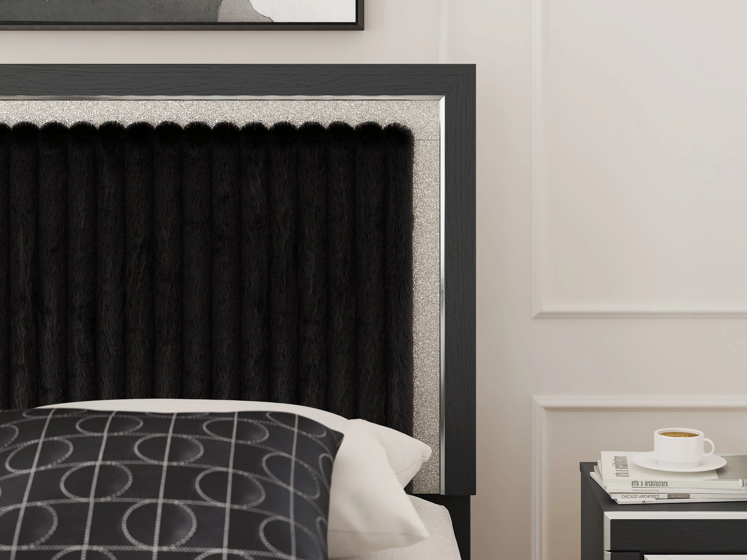 Zuraleus Black Queen Upholstered Panel Bed - Image 7