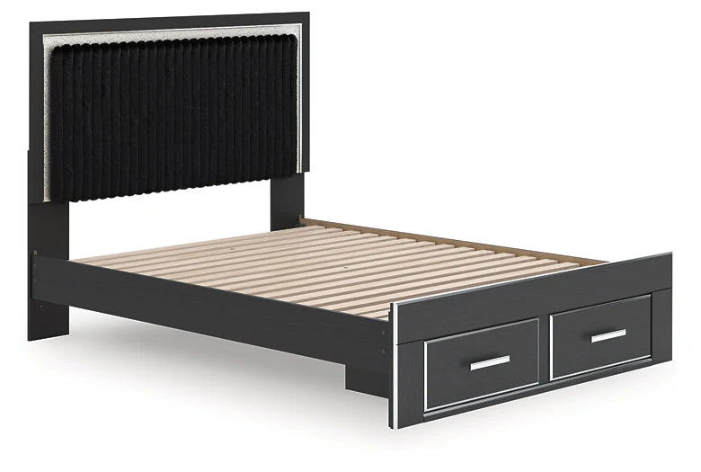Zuraleus Black Queen Upholstered Panel Storage Bed - Image 3