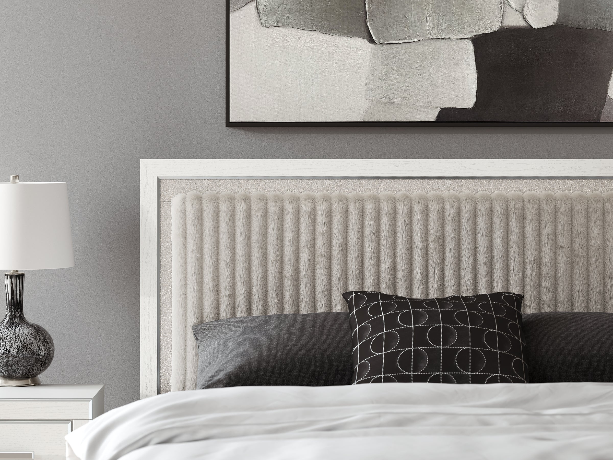 Zuraleus White King Upholstered Panel Storage Bed - Image 5