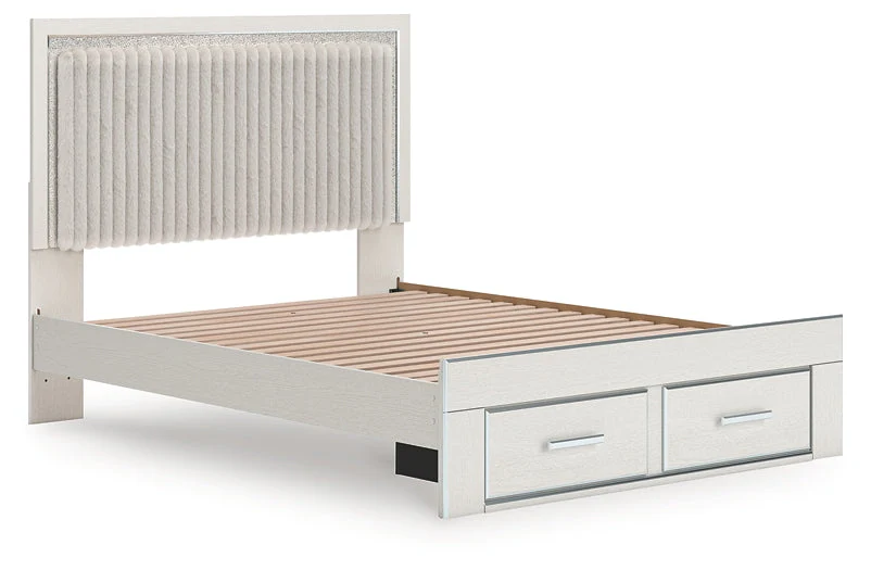 Zuraleus White Queen Upholstered Panel Storage Bed - Image 5